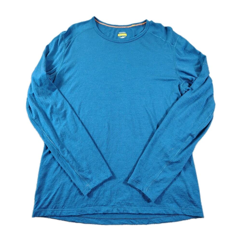 Icebreaker 200 Merino LS Base Layer Shirt Mens M Blue Wool Quick Dry Stretch EUC